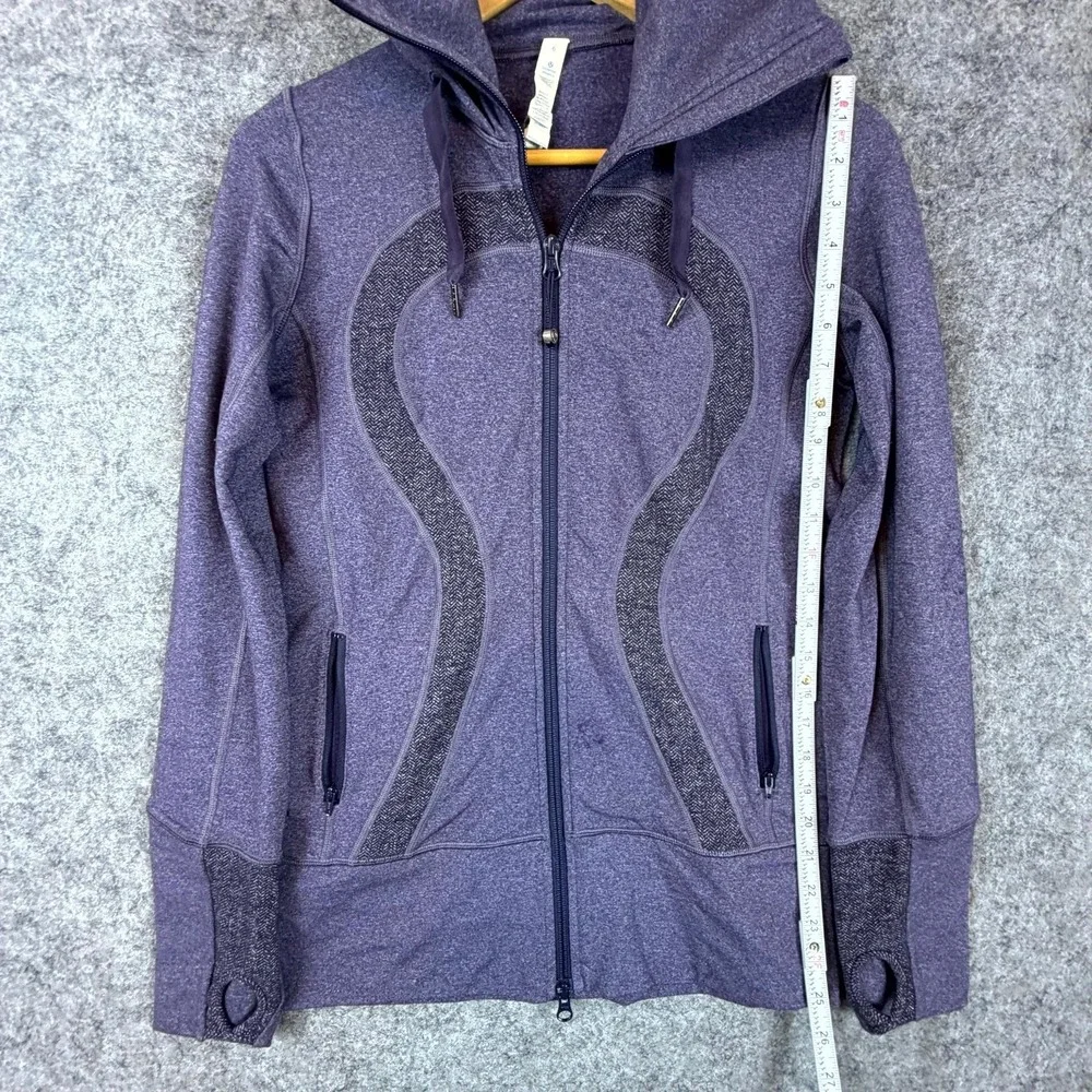 Lululemon Athletica Stride Jacket Womens 6‎ Heather Purple Stretch Logo Full Zip